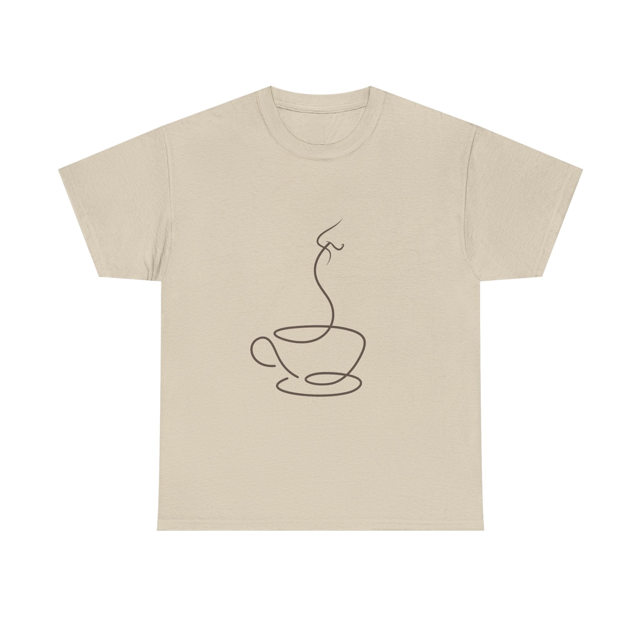 Minimal Line Art Coffee Tee — Simple Steaming Cup T-Shirt
