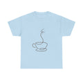 Minimal Line Art Coffee Tee — Simple Steaming Cup T-Shirt