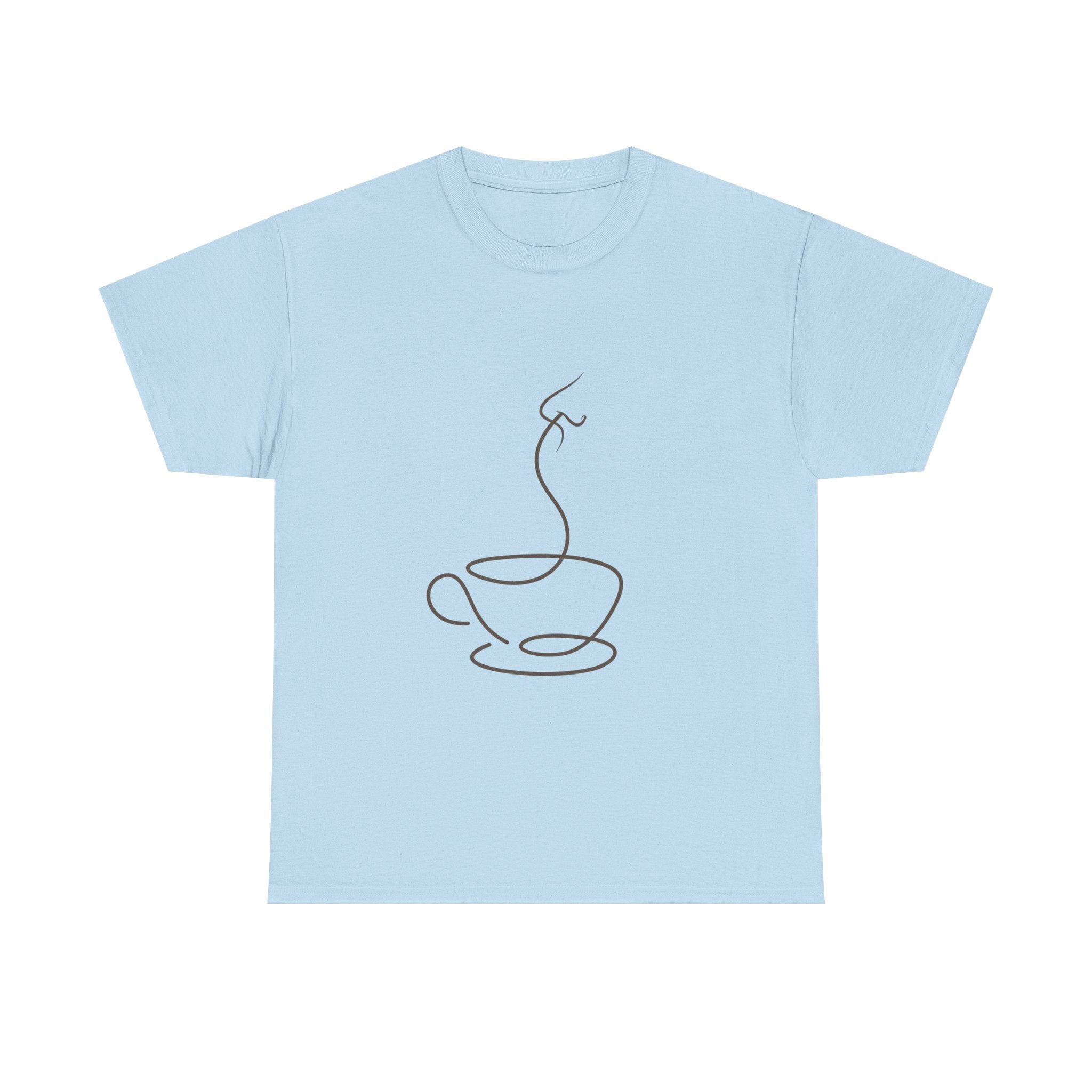 Minimal Line Art Coffee Tee — Simple Steaming Cup T-Shirt