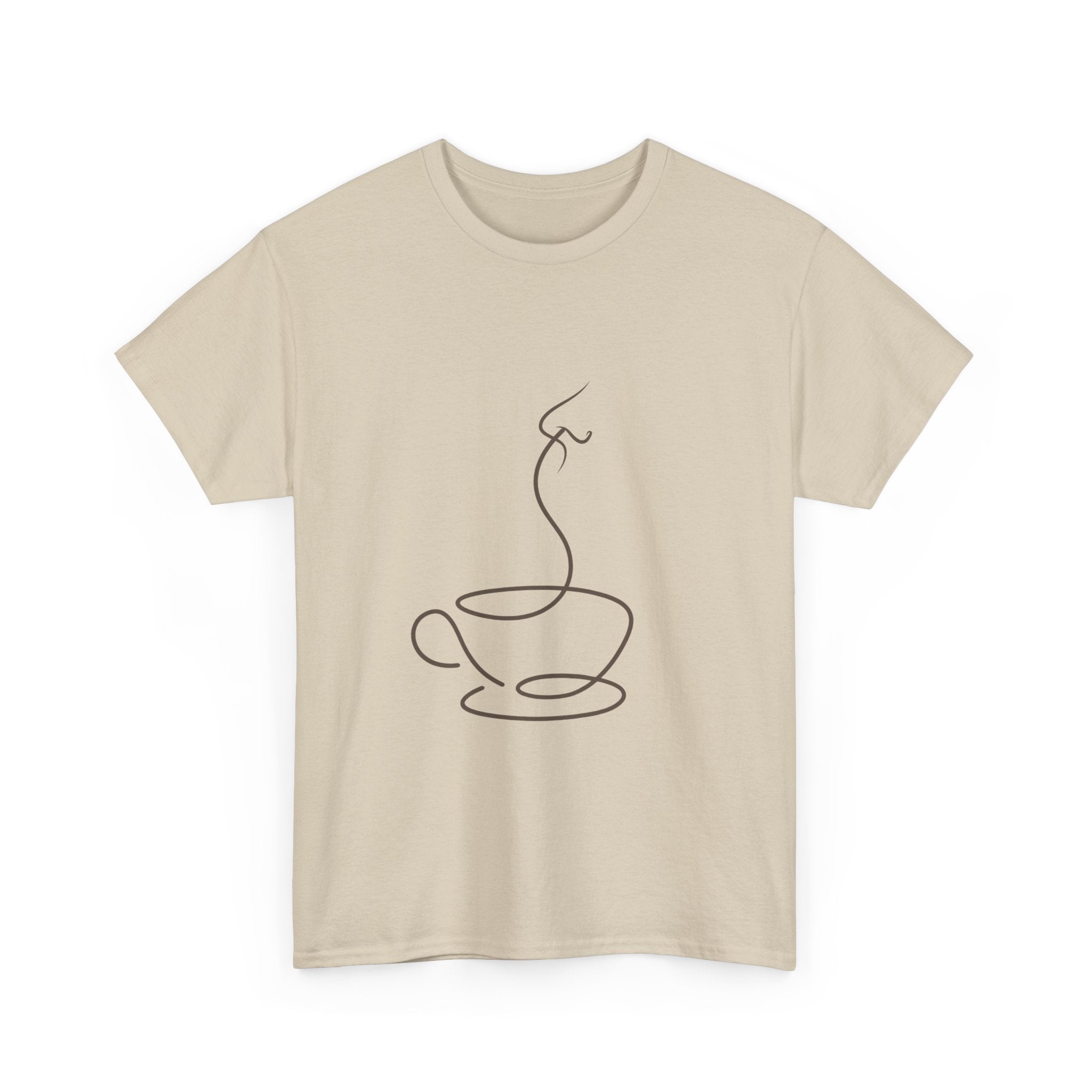 Minimal Line Art Coffee Tee — Simple Steaming Cup T-Shirt