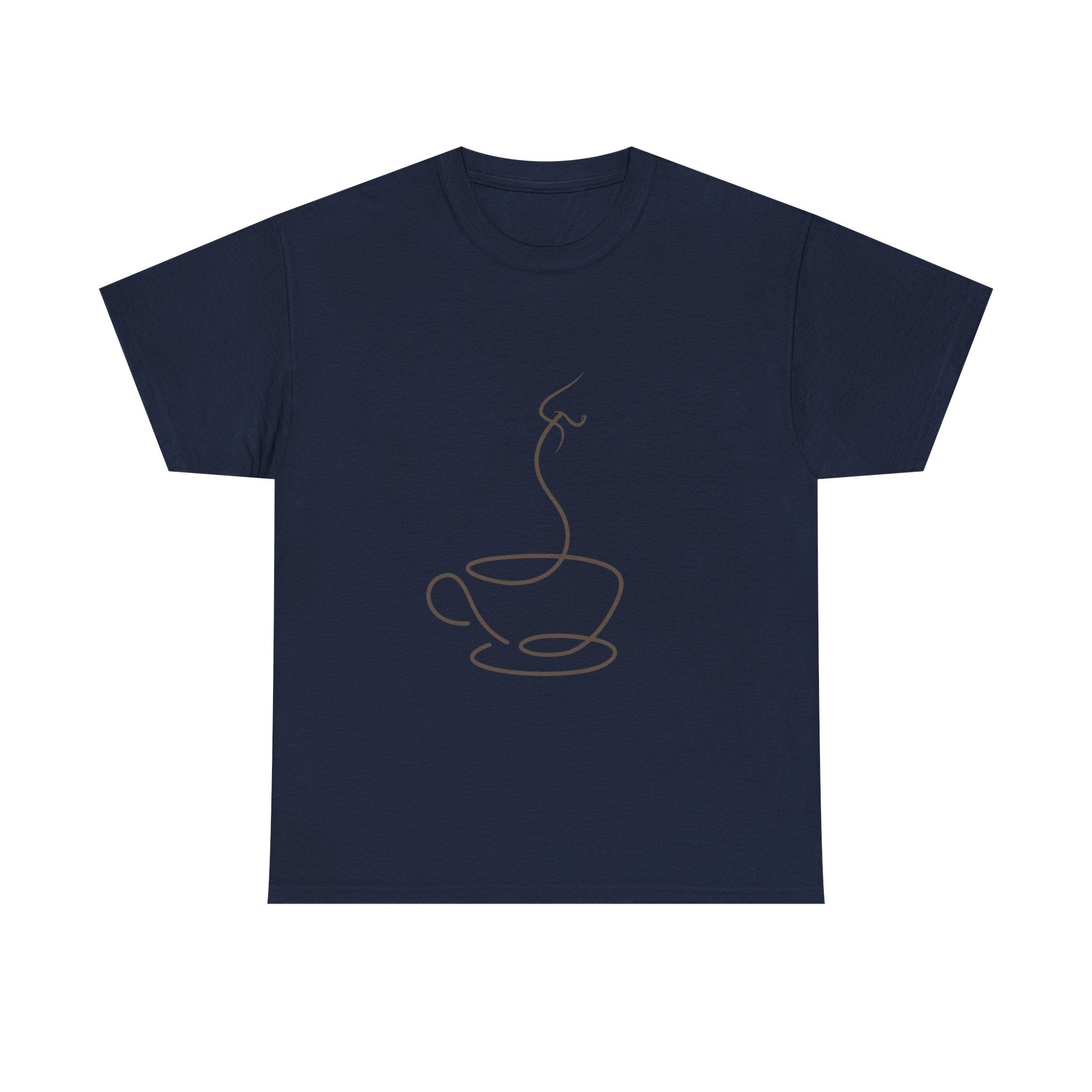Minimal Line Art Coffee Tee — Simple Steaming Cup T-Shirt