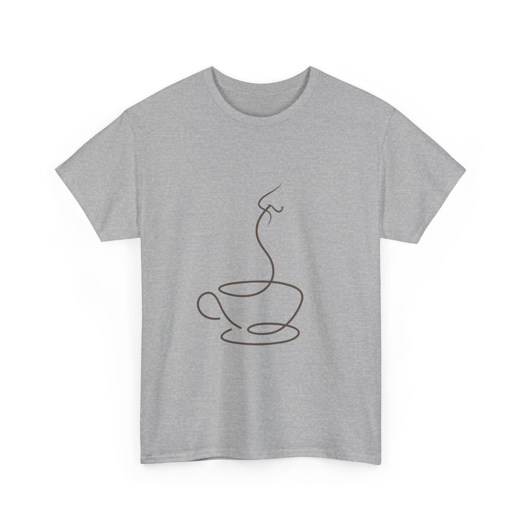 Minimal Line Art Coffee Tee — Simple Steaming Cup T-Shirt