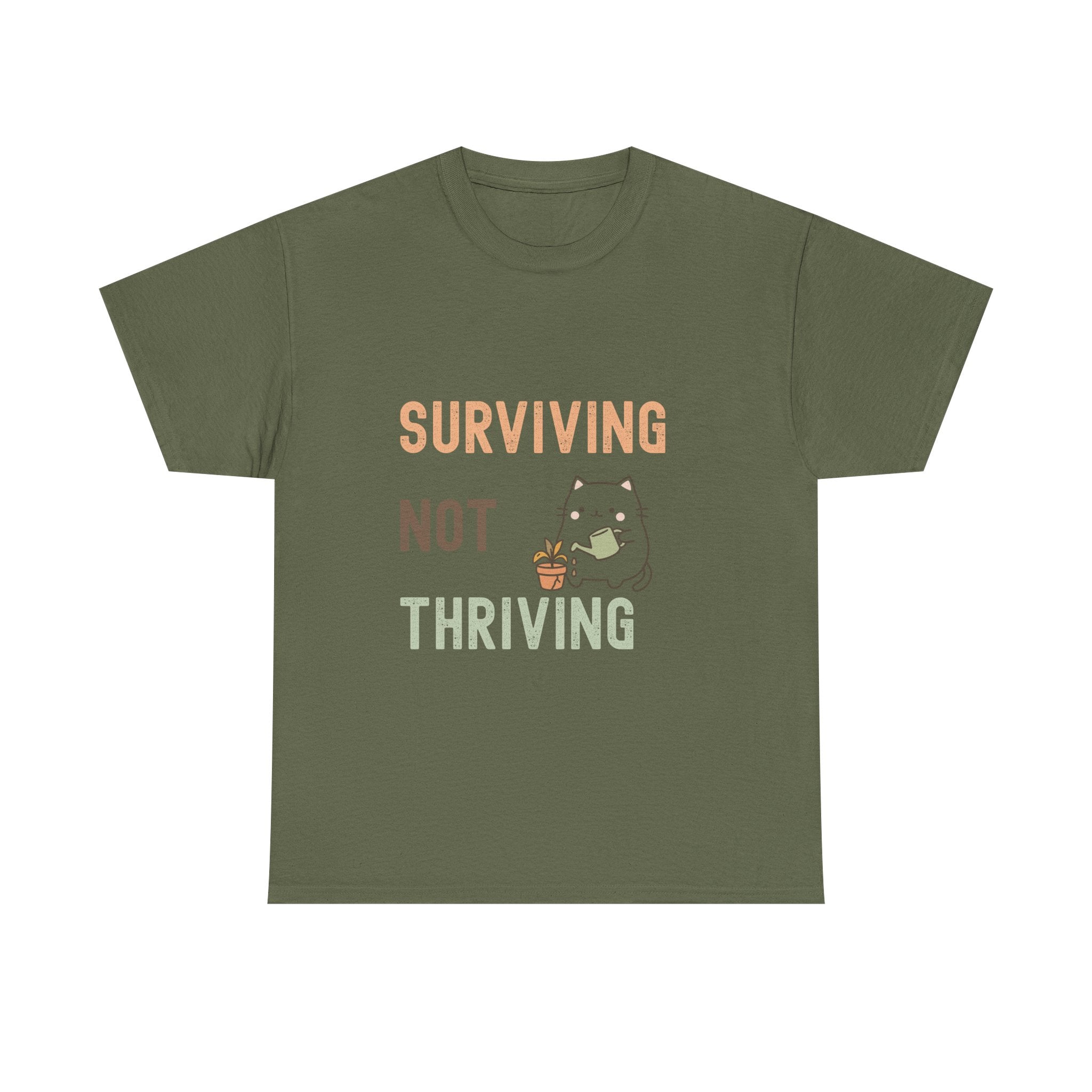 Surviving Not Thriving Cat T-Shirt — Cute Funny Mental Health Tee