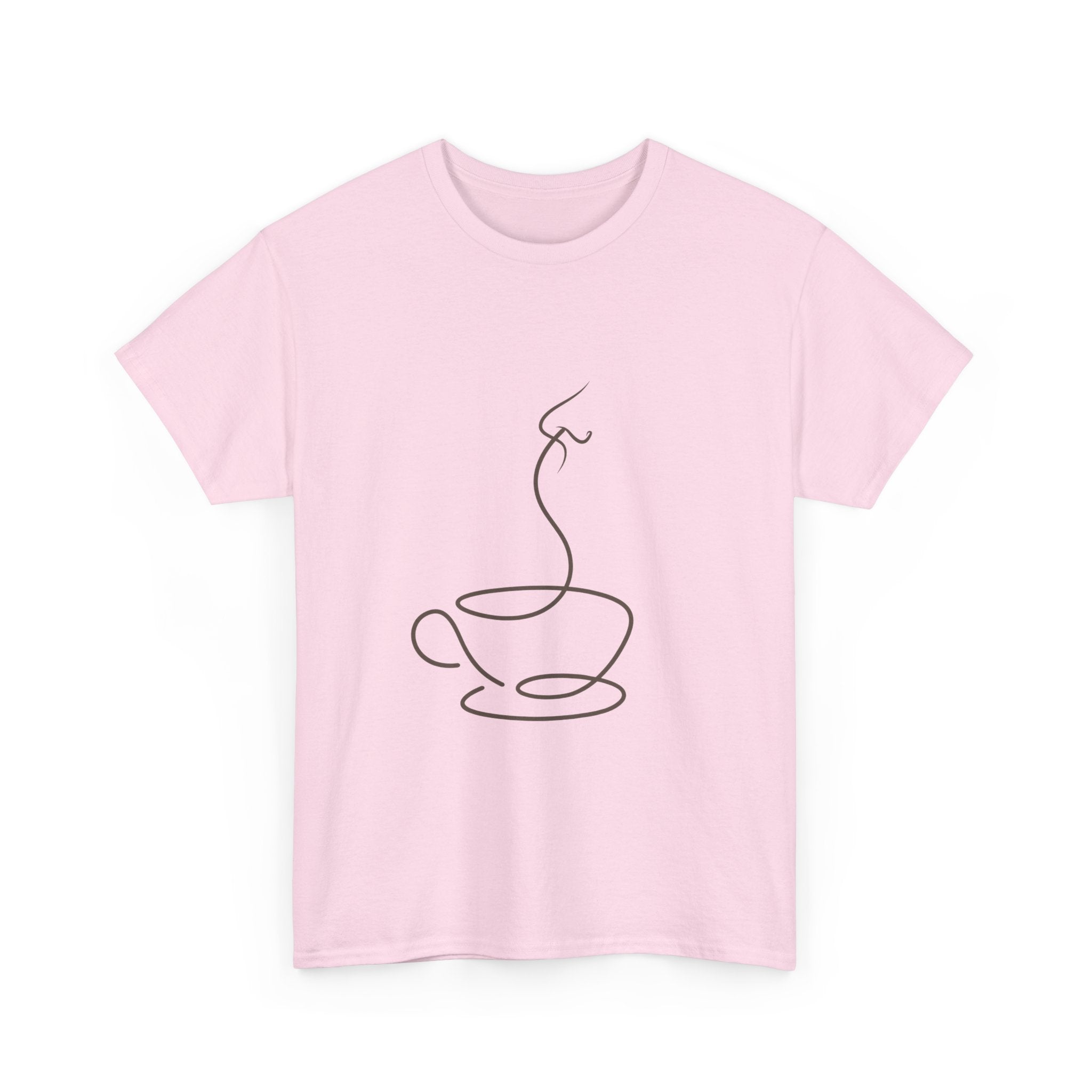 Minimal Line Art Coffee Tee — Simple Steaming Cup T-Shirt