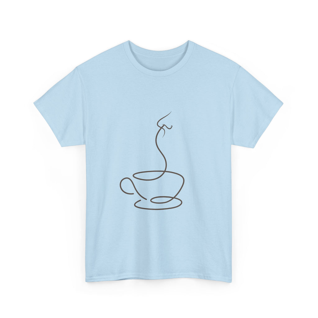 Minimal Line Art Coffee Tee — Simple Steaming Cup T-Shirt