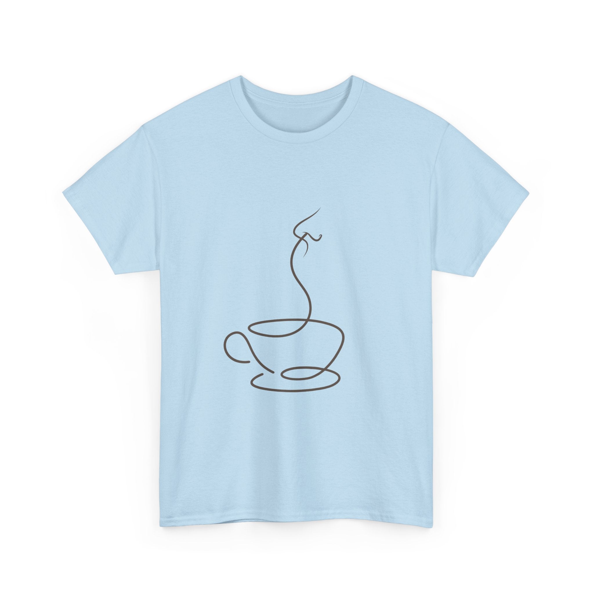 Minimal Line Art Coffee Tee — Simple Steaming Cup T-Shirt