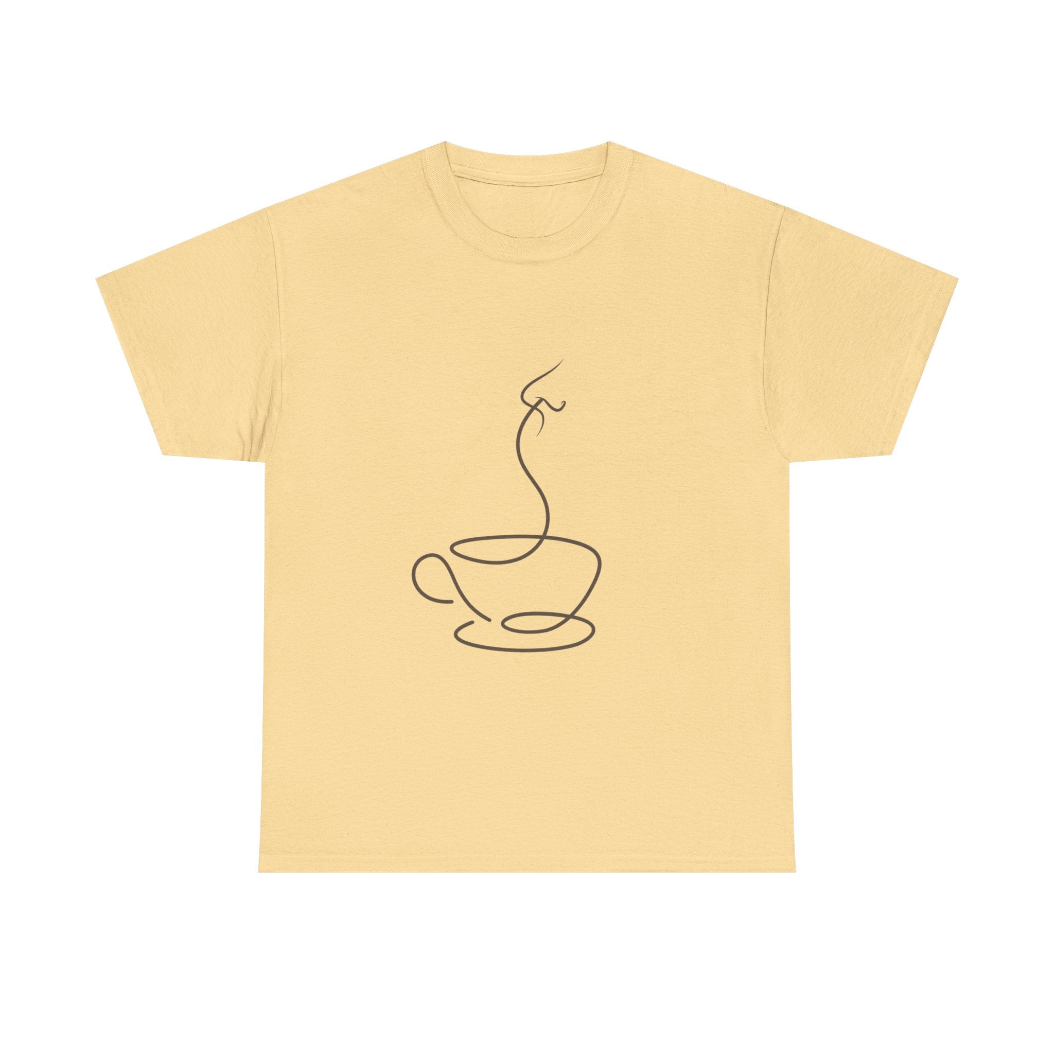 Minimal Line Art Coffee Tee — Simple Steaming Cup T-Shirt