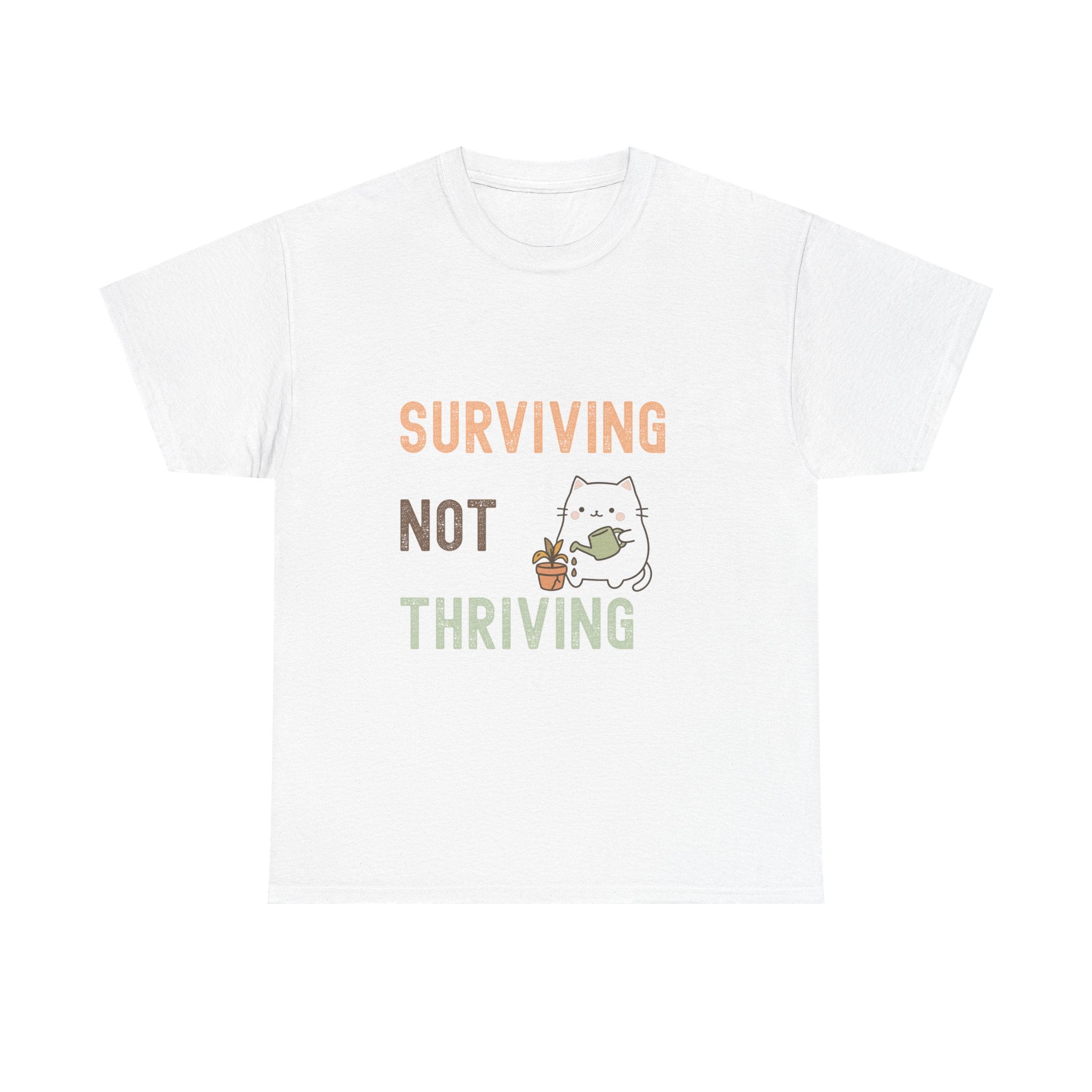Surviving Not Thriving Cat T-Shirt — Cute Funny Mental Health Tee